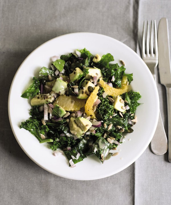 Raw kale salad with ginger dressing
