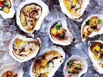 Raw oysters with grilled pineapple and Thai basil