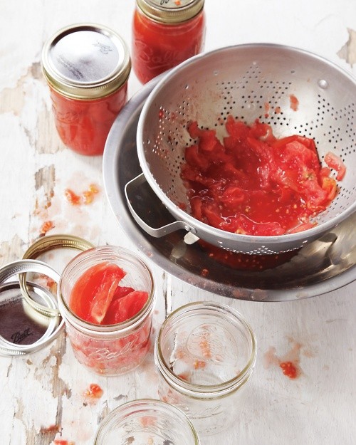 Raw-pack tomatoes