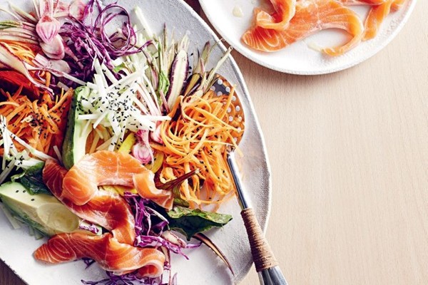 Raw slaw with sashimi