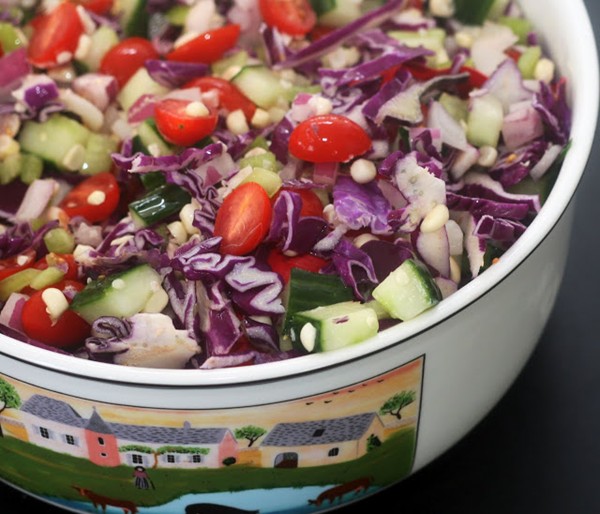 Raw summer salad with chile-lime vinaigrette
