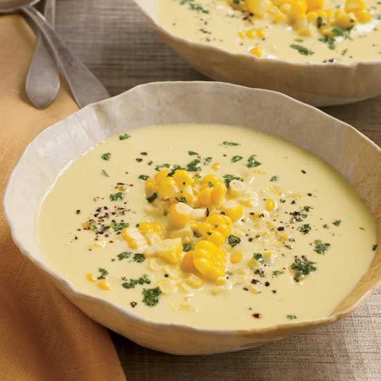 Raw sweet corn and cashew chowder