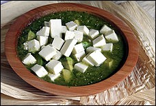 Raw tomatillo and chipotle salsa verde