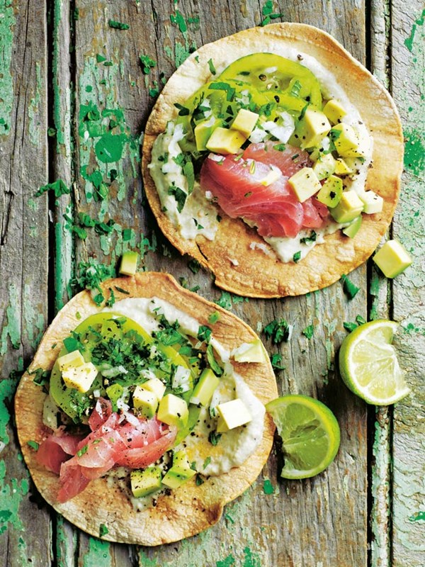Raw tuna and avocado tortilla