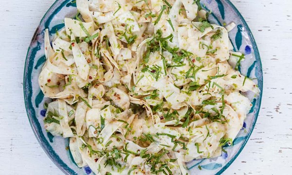 Raw turnip, celeriac and parsnip salad