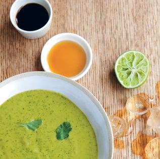 Raw vegetable and avocado soup