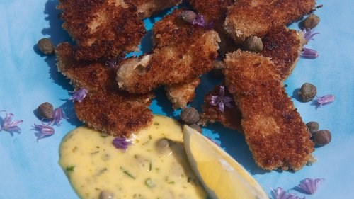 Ray fingers with mint, tarragon and caper mayonnaise