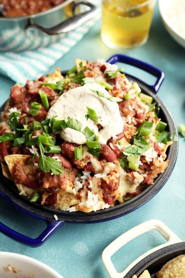 Red beans and rice nachos