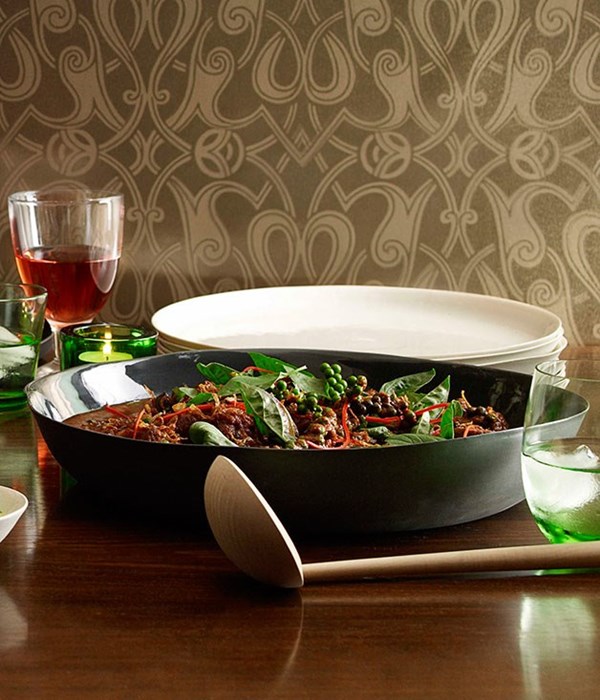 Red beef curry with green peppercorns, wild ginger and holy basil