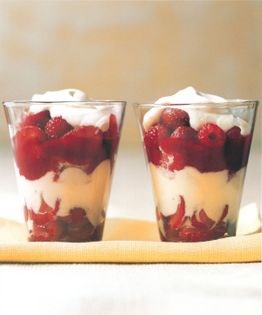 Red berry-white chocolate trifles
