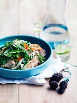 Red-braised free-range turkey breast with Chinese coleslaw