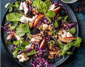 Red cabbage & blue cheese salad with blackberry balsamic dressing