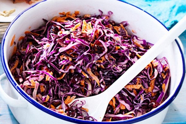 Red cabbage and Craisin coleslaw