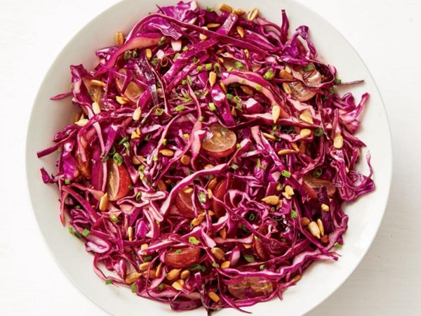 Red cabbage and grape salad