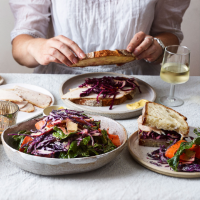 Red cabbage, apple and carrot slaw