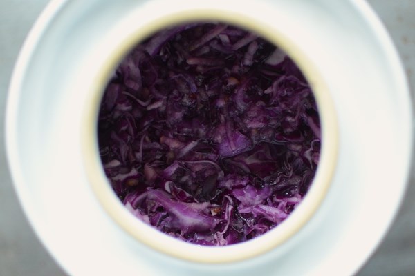 Red cabbage apple ginger kraut