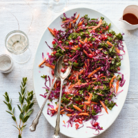Red cabbage, kale and pomegranate salad