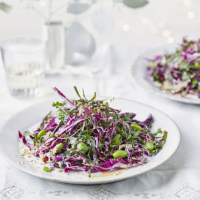 Red cabbage salad with nori and ginger