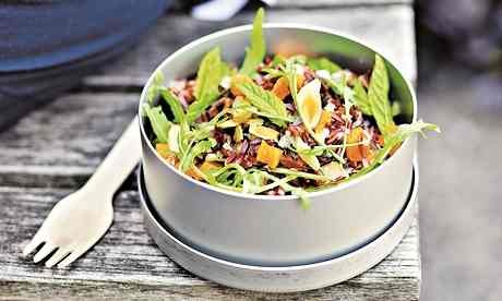 Red Camargue rice with mint and almonds