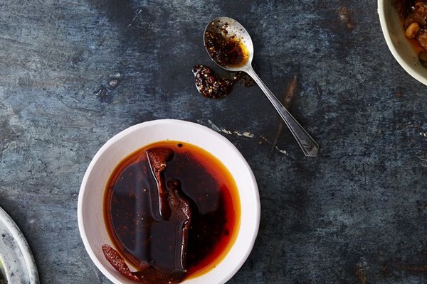 Red chile oil with toasty bits (Chinese mother sauce #2)