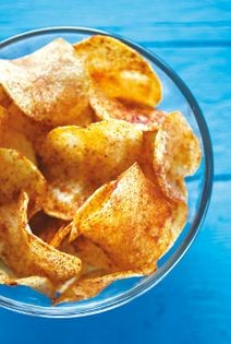 Red chile potato chips