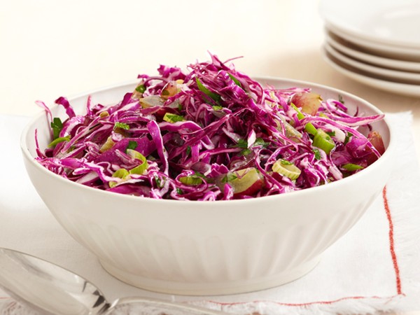 Red coleslaw with grapes