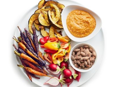 Red crudité platter