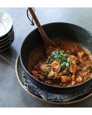 Red curried butternut, mushrooms and spinach