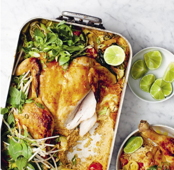Red curry chicken with chewy rice