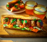 Red curry pork meatball sub