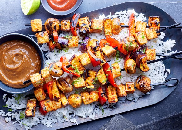 Red curry tofu skewers