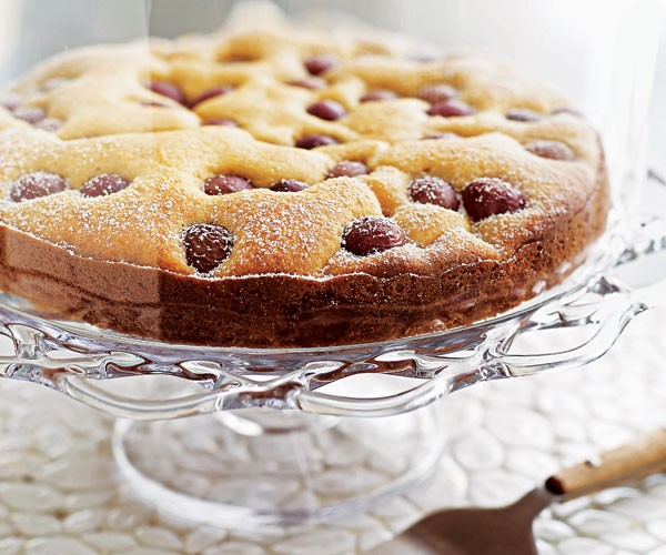 Red grape, polenta & olive oil cake