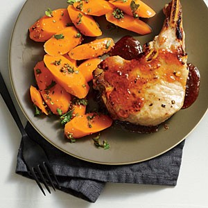 Red-hot currant-glazed pork chops