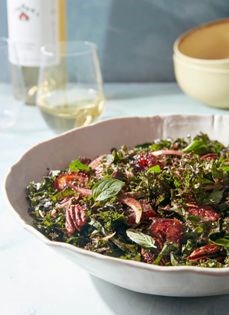Red kale salad with date syrup dressing