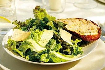 Red leaf Caesar salad with grilled Parmesan croutons