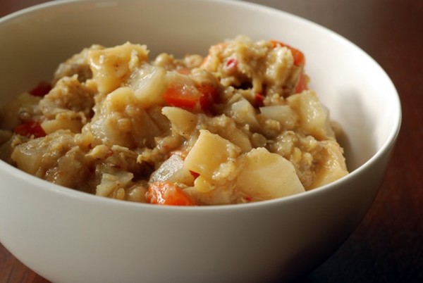 Red lentil and root veggie dal