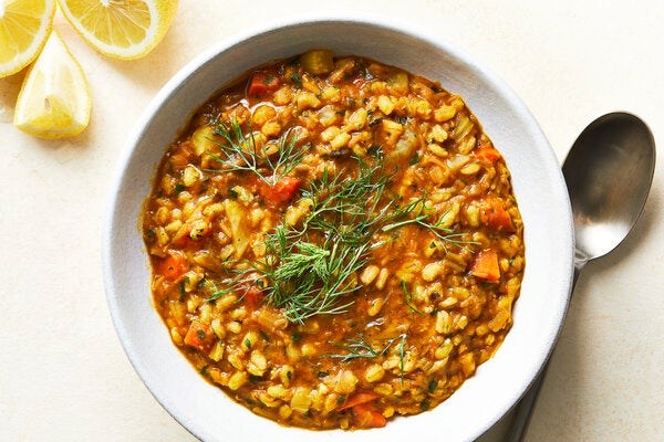 Red-lentil barley stew