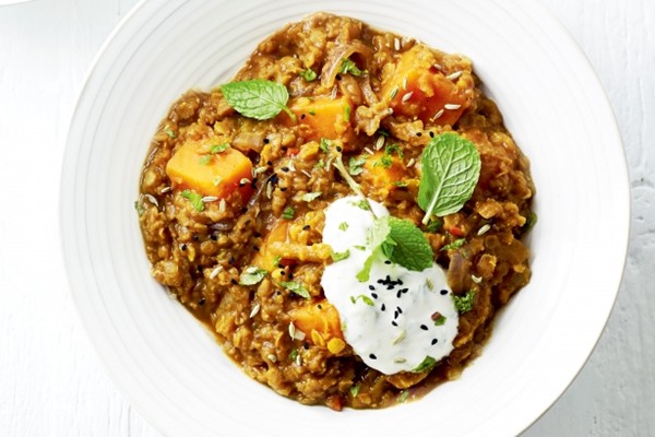 Red lentil dahl with sweet potato
