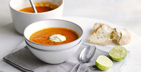 Red lentil, jalapeño and lime soup