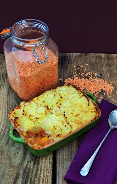 Red lentil shepherd's pie