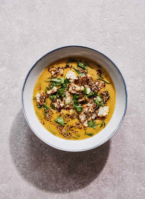 Red lentil soup with spiced cauliflower