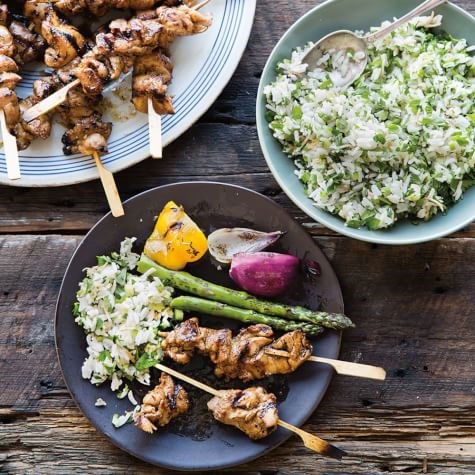 Red miso chicken skewers