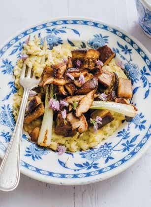 Red miso eggplant with watercress risotto, sweet onion & shiitake