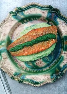 Red mullet with basil and potato purée