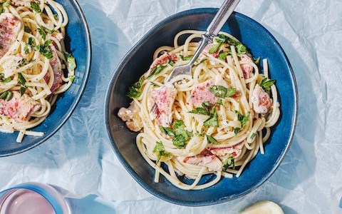 Red mullet with chilli, parsley and linguine