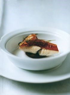 Red mullet with spicy peppers, chorizo and black olives