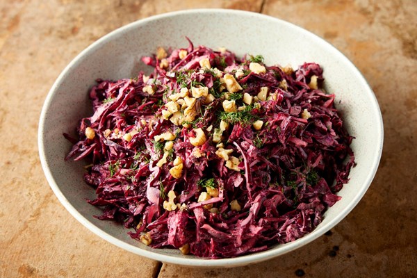 Red-on-red slaw with horseradish and dill