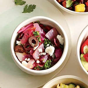 Red onion, olive and feta salsa