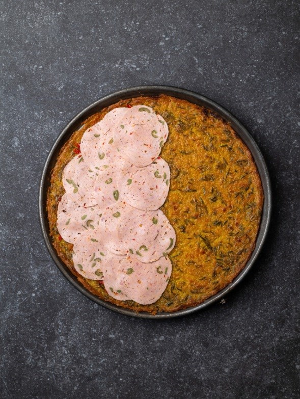 Red pea farinata, olive loaf & Calabrian chile