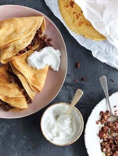Red pecan pancakes